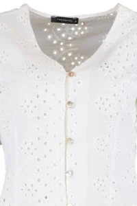 TRENDYOLMİLLA Ecru brodeli Short Sleeve Weaving Blouse - Image 7