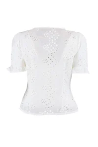 TRENDYOLMİLLA Ecru brodeli Short Sleeve Weaving Blouse - Image 8