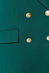 TRENDYOLMİLLA Emerald Green Lined Double breasted Kapama Weaving Blazer Jacket - Image 7