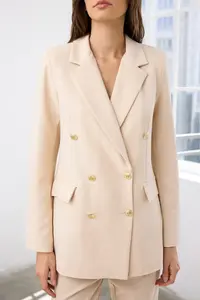 TRENDYOLMİLLA Stone Oversized Lined Double breasted Kapama Weaving Blazer Jacket - Image 3