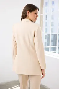 TRENDYOLMİLLA Stone Oversized Lined Double breasted Kapama Weaving Blazer Jacket - Image 4
