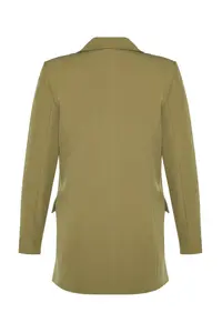 TRENDYOLMİLLA Light Khaki Regular Lined Double breasted Kapama Weaving Blazer Jacket - Image 11