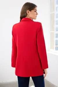TRENDYOLMİLLA Red Regular Lined Double breasted Kapama Weaving Blazer Jacket - Image 4