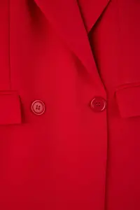 TRENDYOLMİLLA Red Regular Lined Double breasted Kapama Weaving Blazer Jacket - Image 7