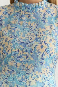 TRENDYOLMİLLA Light Blue Floral A Cut Frilly Midi Weaving Dress - Image 5