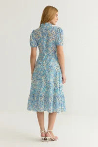 TRENDYOLMİLLA Light Blue Floral A Cut Frilly Midi Weaving Dress - Image 6