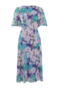 TRENDYOLMİLLA Multicolored flower patterned A Cut Lined Midi Weaving Dress - Image 8