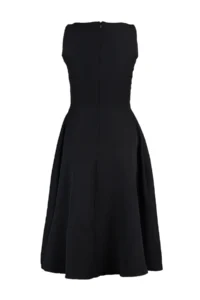 TRENDYOLMİLLA Black Pleated Lined Midi Weaving Dress - Image 6