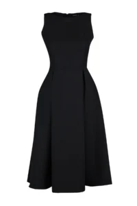 TRENDYOLMİLLA Black Pleated Lined Midi Weaving Dress - Image 8