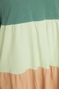 TRENDYOLMİLLA Green 100% Cotton Color Bloklu shift/Plain Mini Knitting Dress - Image 4