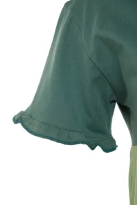 TRENDYOLMİLLA Green 100% Cotton Color Bloklu shift/Plain Mini Knitting Dress - Image 7