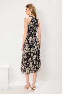 TRENDYOLMİLLA Black Belted Floral Siphon Flight Flight Weaving Midi Dress - Image 8