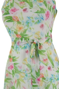 TRENDYOLMİLLA White flower patterned Belted A Cut Barbell Collar Lined Siphon Flight Flight Midi Dress - Image 10