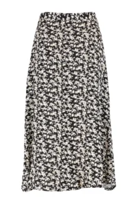 TRENDYOLMiLLA Black Slit Detailed Flower Patterned Viscose Fabric Midi Weaving Skirt - Image 10