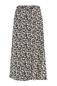 TRENDYOLMiLLA Black Slit Detailed Flower Patterned Viscose Fabric Midi Weaving Skirt - Image 11