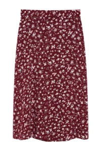 TRENDYOLMiLLA Burgundy Slit Detailed Flower Patterned Viscose Fabric Midi Weaving Skirt - Image 13