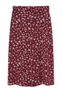 TRENDYOLMiLLA Burgundy Slit Detailed Flower Patterned Viscose Fabric Midi Weaving Skirt - Image 14