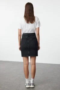 TRENDYOLMiLLA Black High Waist Mini comfort/Flexible denim Skirt - Image 5