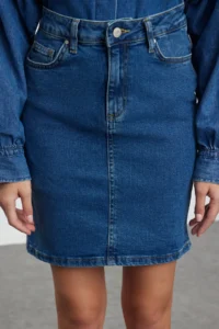 TRENDYOLMiLLA Mavi High Waist Mini comfort/Flexible denim Skirt - Image 3