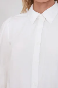 TRENDYOLMİLLA White Balloon Sleeve Cotton Regular Normal Pattern Weaving Shirt - Image 19