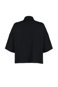 TRENDYOLMİLLA Black Oversized Wide Pattern Poor Sleeve Weaving Shirt - Image 8