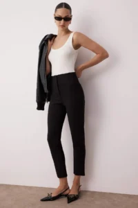 TRENDYOLMİLLA Black Cigarette skinny Leg Waist Sewing Detailed Weaving Dress Pants