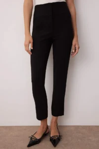 TRENDYOLMİLLA Black Cigarette skinny Leg Waist Sewing Detailed Weaving Dress Pants - Image 3