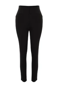 TRENDYOLMİLLA Black Cigarette skinny Leg Waist Sewing Detailed Weaving Dress Pants - Image 5