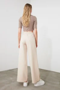 TRENDYOLMİLLA Stone Wide Leg/Wide Leg Sides buttoned Weaving Dress Pants - Image 8