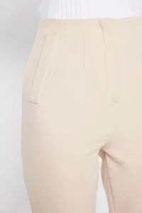 TRENDYOLMİLLA Beige Cigarette Pattern Pensli High Waist Bilek Size Weaving Dress Pants - Image 10