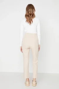 TRENDYOLMİLLA Beige Cigarette Pattern Pensli High Waist Bilek Size Weaving Dress Pants - Image 11