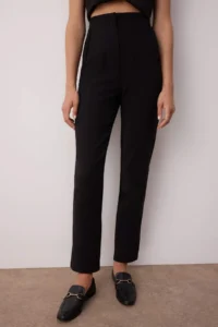 TRENDYOLMİLLA Black Cigarette Pattern Pensli High Waist Bilek Size Weaving Dress Pants - Image 3