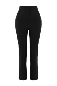 TRENDYOLMİLLA Black Cigarette Pattern Pensli High Waist Bilek Size Weaving Dress Pants - Image 5