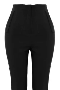 TRENDYOLMİLLA Black Cigarette Pattern Pensli High Waist Bilek Size Weaving Dress Pants - Image 6