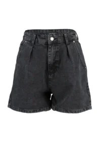 TRENDYOLMiLLA Black More Sustainable pleated High Waist City Size denim Shorts - Image 7