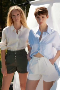 TRENDYOLMiLLA White More Sustainable pleated High Waist City Size denim Shorts - Image 6