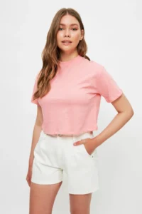 TRENDYOLMiLLA White More Sustainable pleated High Waist City Size denim Shorts - Image 8