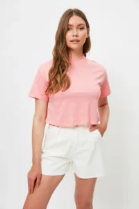 TRENDYOLMiLLA White More Sustainable pleated High Waist City Size denim Shorts - Image 9
