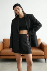 TRENDYOLMiLLA Black Zipper Detailed Weaving Shorts Skirt