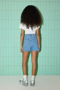 TRENDYOLMiLLA Mavi More Sustainable High Waist comfort/Flexible City Size denim Shorts - Image 4