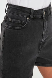 TRENDYOLMiLLA Anthracite More Sustainable High Waist City Size denim Shorts - Image 10