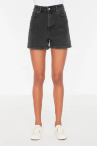 TRENDYOLMiLLA Anthracite More Sustainable High Waist City Size denim Shorts - Image 11