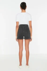 TRENDYOLMiLLA Anthracite More Sustainable High Waist City Size denim Shorts - Image 12