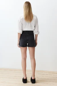 TRENDYOLMiLLA Anthracite More Sustainable High Waist City Size denim Shorts - Image 6