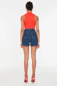 TRENDYOLMiLLA Indigo More Sustainable High Waist City Size denim Shorts - Image 6