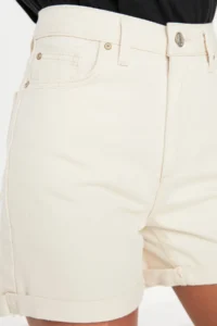 TRENDYOLMiLLA Ecru Leg folded High Waist City Size denim Shorts - Image 10