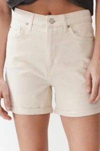 TRENDYOLMiLLA Ecru Leg folded High Waist City Size denim Shorts - Image 4