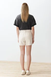 TRENDYOLMiLLA Ecru Leg folded High Waist City Size denim Shorts - Image 6