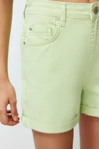 TRENDYOLMiLLA Water Green folded High Waist denim Shorts - Image 6