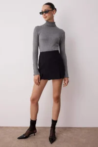TRENDYOLMiLLA Black Double slit Super Mini Size Weaving Shorts Skirt - Image 2